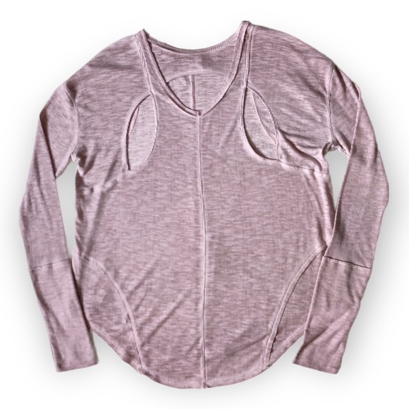 Free People Movement Lay Up Long Sleeve Top Woman’s Medium Mauve Pink Thumbholes - Picture 8 of 14